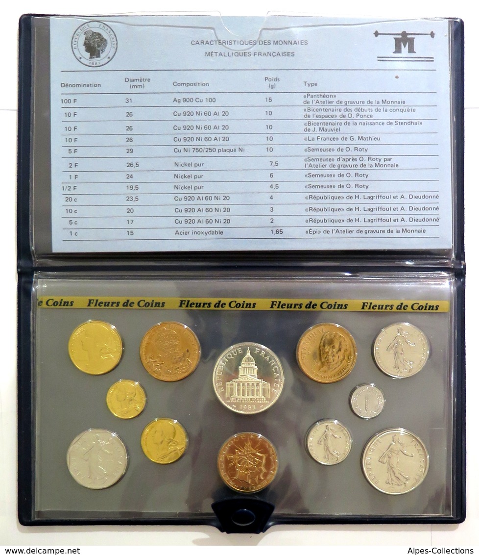 0034 - COFFRET FLEURS DE COINS - FRANCS - 1983 - 1 Centime à 100 Francs - Autres & Non Classés