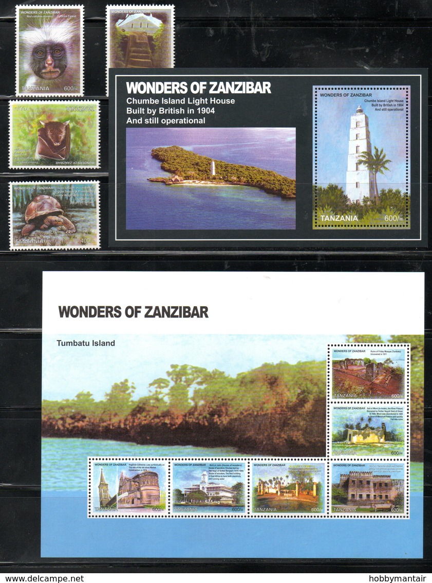 TANZANIA, 2011,  WONDERS Of ZANZIBAR, BAT, TURTLE, MONKEY, 4v+M/S+S/S   MNH** - Tortues