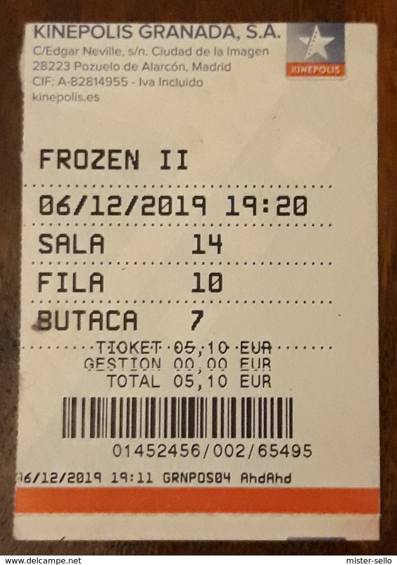 ESPAÑA TICKET CINE - FLOZEN II - Tickets - Entradas