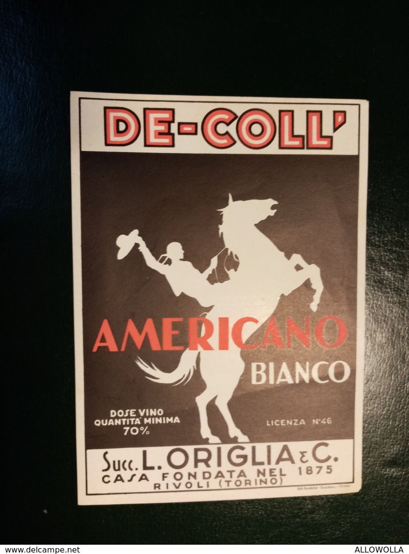 6203 " AMERICANO BIANCO - DE-COLL' - SUCC. L. ORIGLIA & C.-RIVOLI-TORINO " ORIGINALE - Altri & Non Classificati