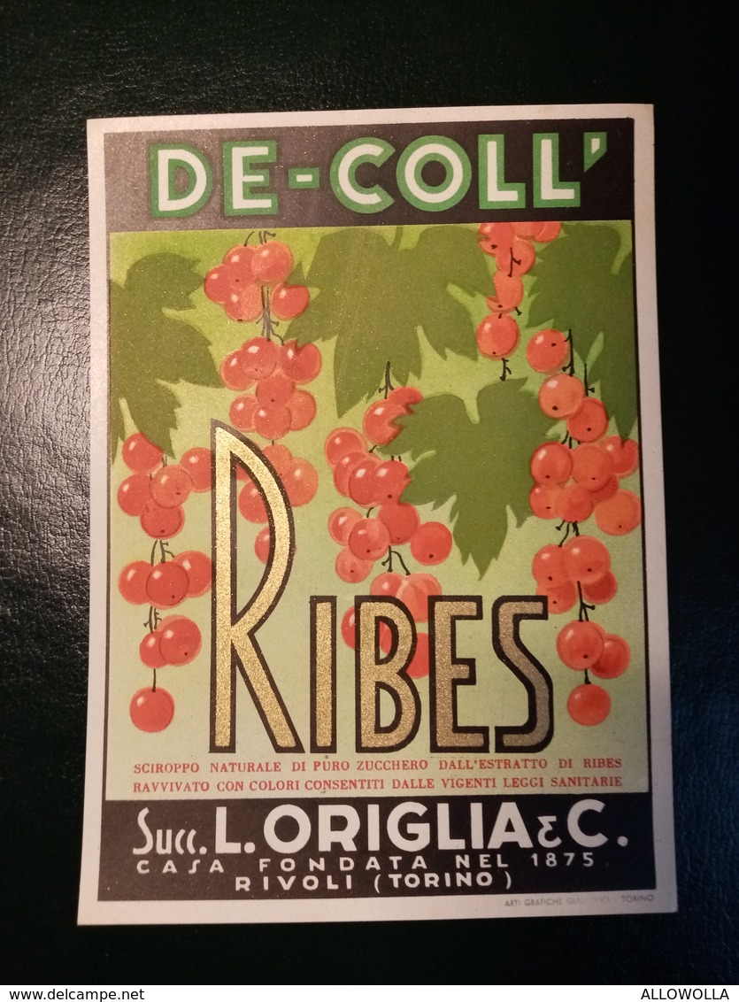 6206 " RIBES - DE-COLL' - SUCC. L. ORIGLIA & C.-RIVOLI-TORINO " ORIGINALE - Altri & Non Classificati