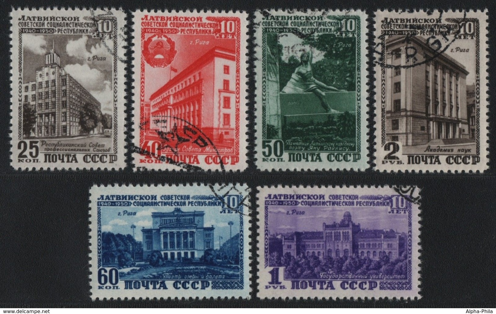 Russia / Sowjetunion 1950 - Mi-Nr. 1494-1499 Gest / Used - Lettische SSR - Gebraucht