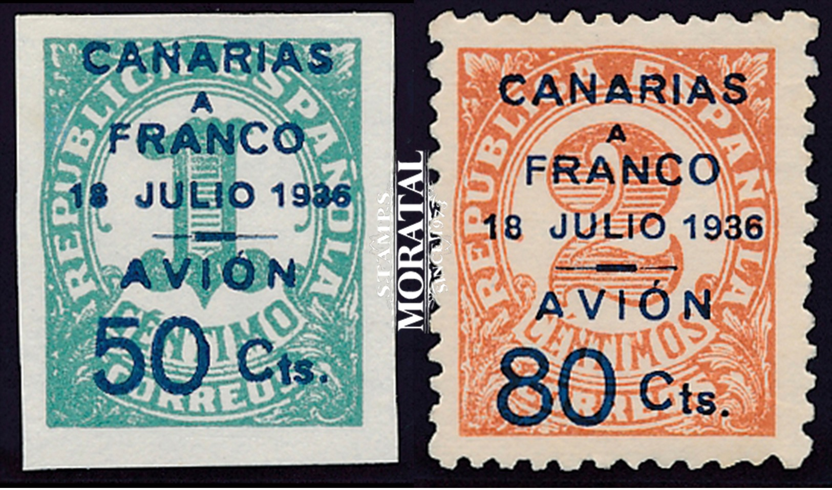 1937 España C-11A/12A Sellos Republica Habilitados Canarias (*)MNG Buen Estado  (Edifil) - Asturias & Leon