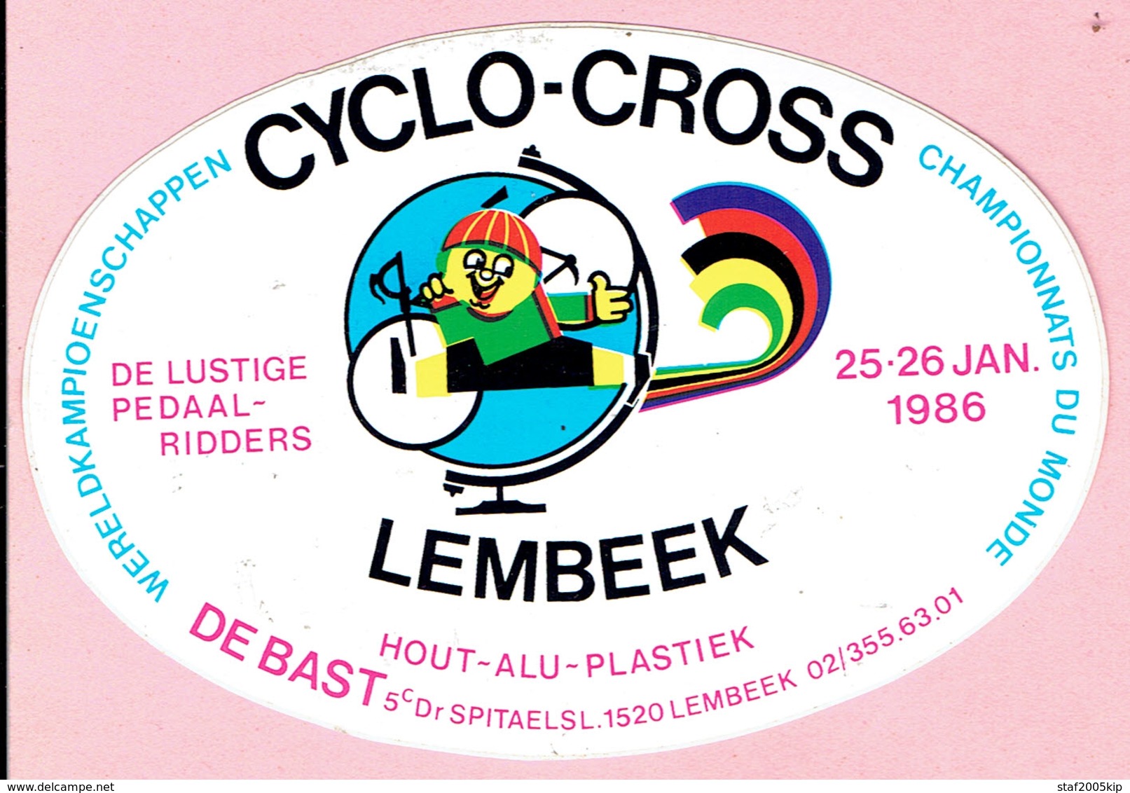 Sticker - Wereldkampioenschap CYCLO-CROSS 1986 - LEMBEEK - Autocollants