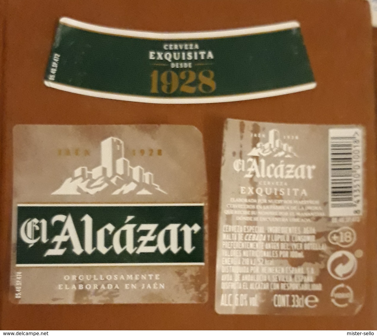 CASTILLO DE ALCÁZAR - JAÉN. JUEGO DE 3 ETIQUETAS. USADO - USED. - Cerveza