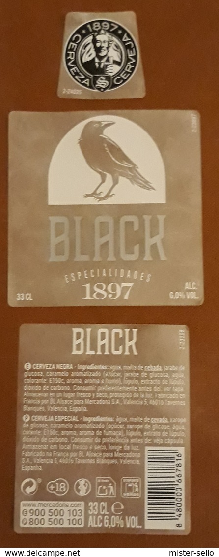 CERVEZA BLACK 1807. JUEGO DE 3 ETIQUETAS. USADO - USED. - Cerveza