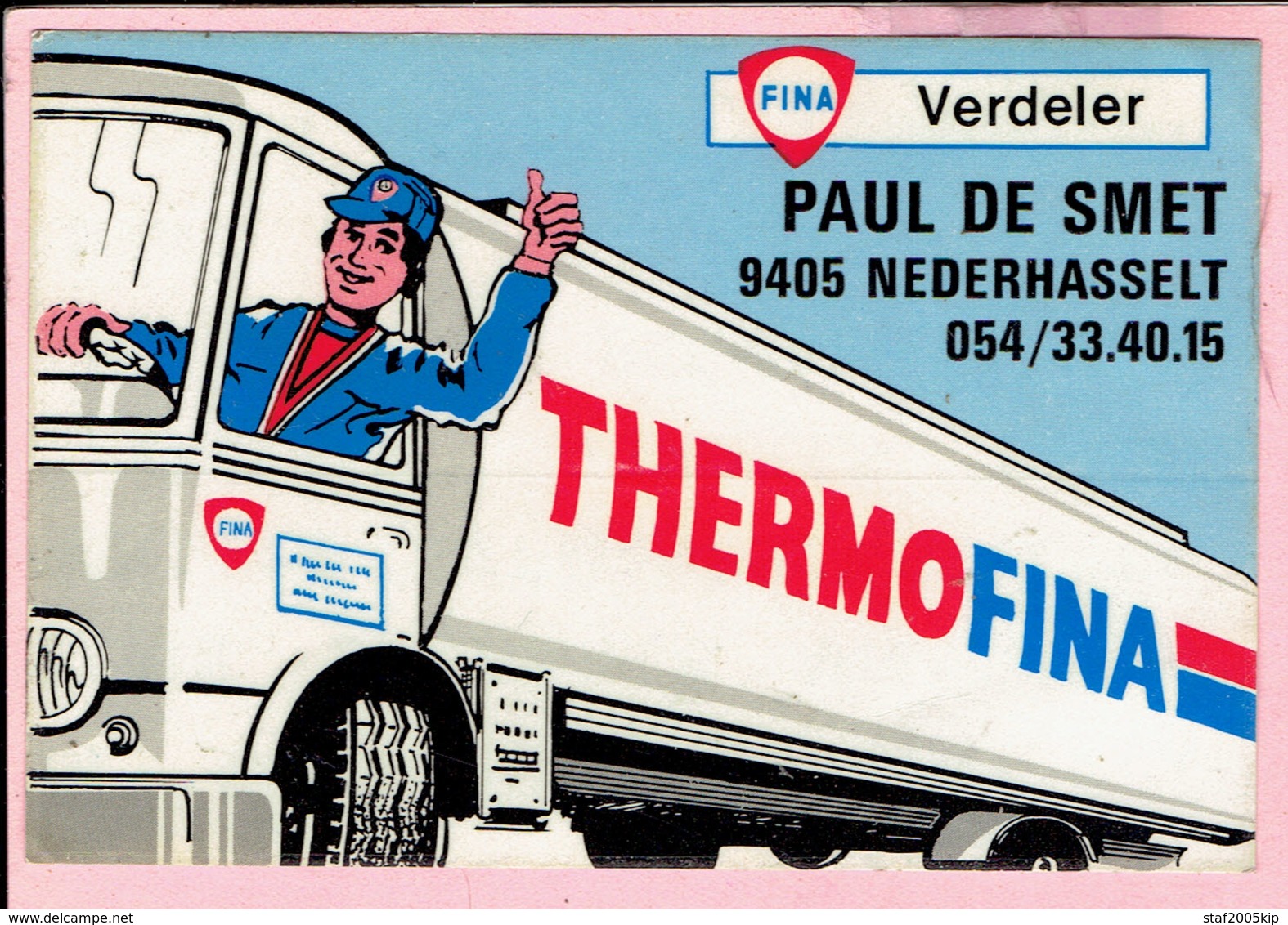 Sticker - FINA Verdeler PAUL DE SMET - NEDERHASSELT - THERMOFINA - Autocollants