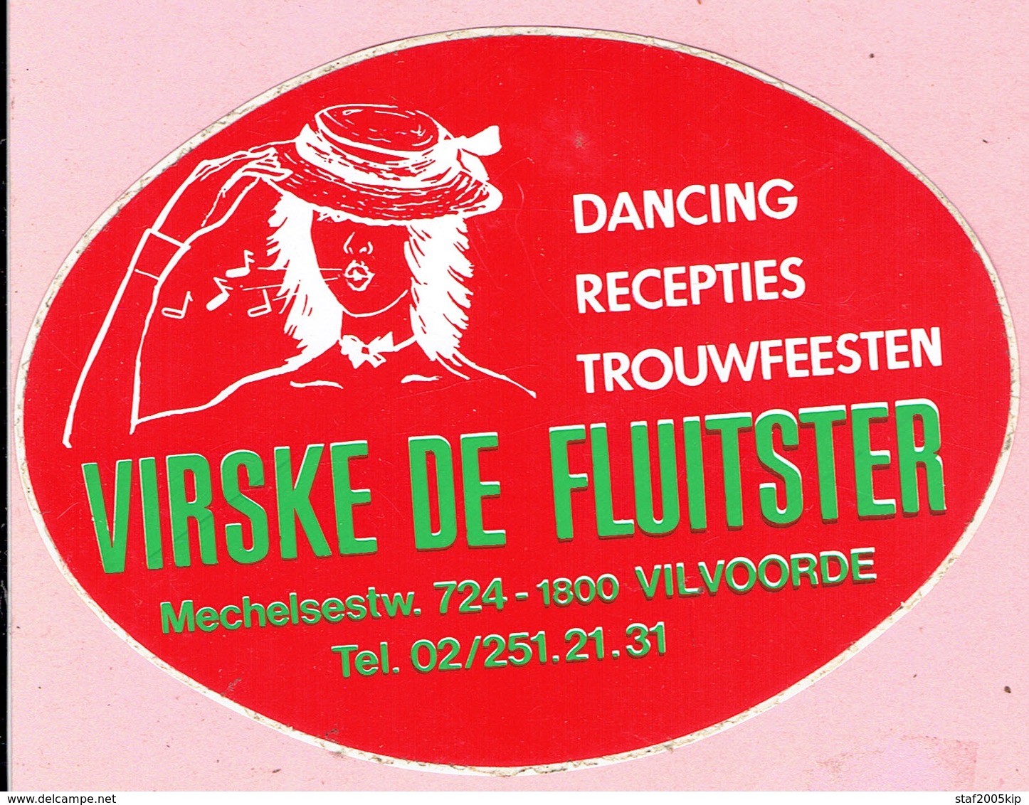 Sticker - DANCING RECEPTIES TROUWFEESTEN - VIRSKE DE FLUITSTER - Mechelsesteenweg Vilvoorde - Autocollants