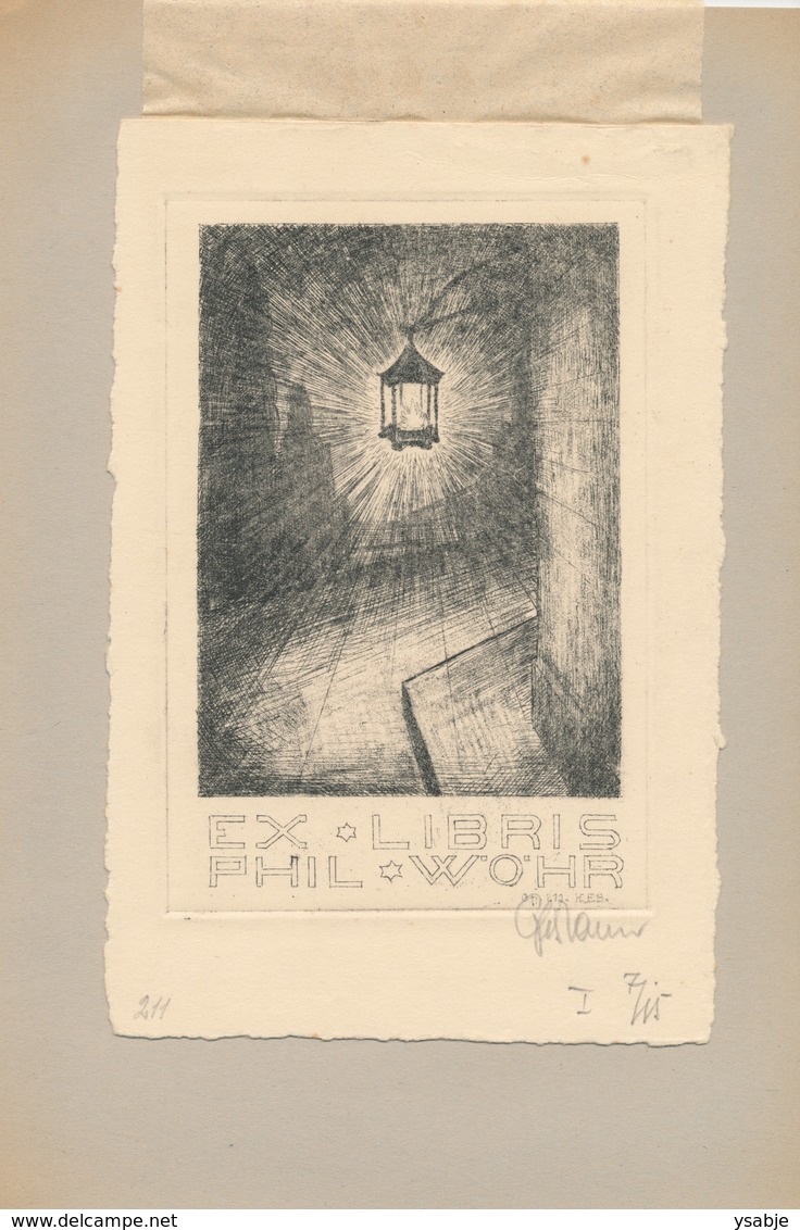 Ex Libris Phil Wöhr - Hans Emil Braun-Kirchberg (1887-1971) Gesigneerde Ets - Exlibris