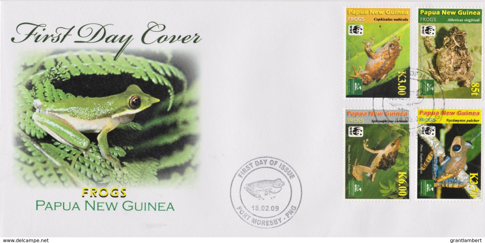 Papua New Guinea 2009 Frogs FDC  WWF - Papua New Guinea