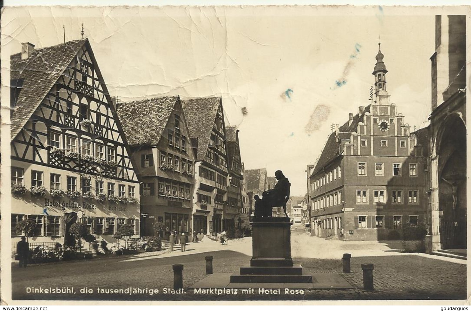 Dinkelsbühl, Die Tausendjährige Stadt. - Marktplatz Mit Hotel Rose - Ansbach