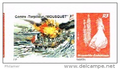 Nouvelle Caledonie Timbre Personnalise Timbre A Moi Privecontre Torpilleur Mousquet Navire Drapeau Lunardo Noumea RR - Autres & Non Classés