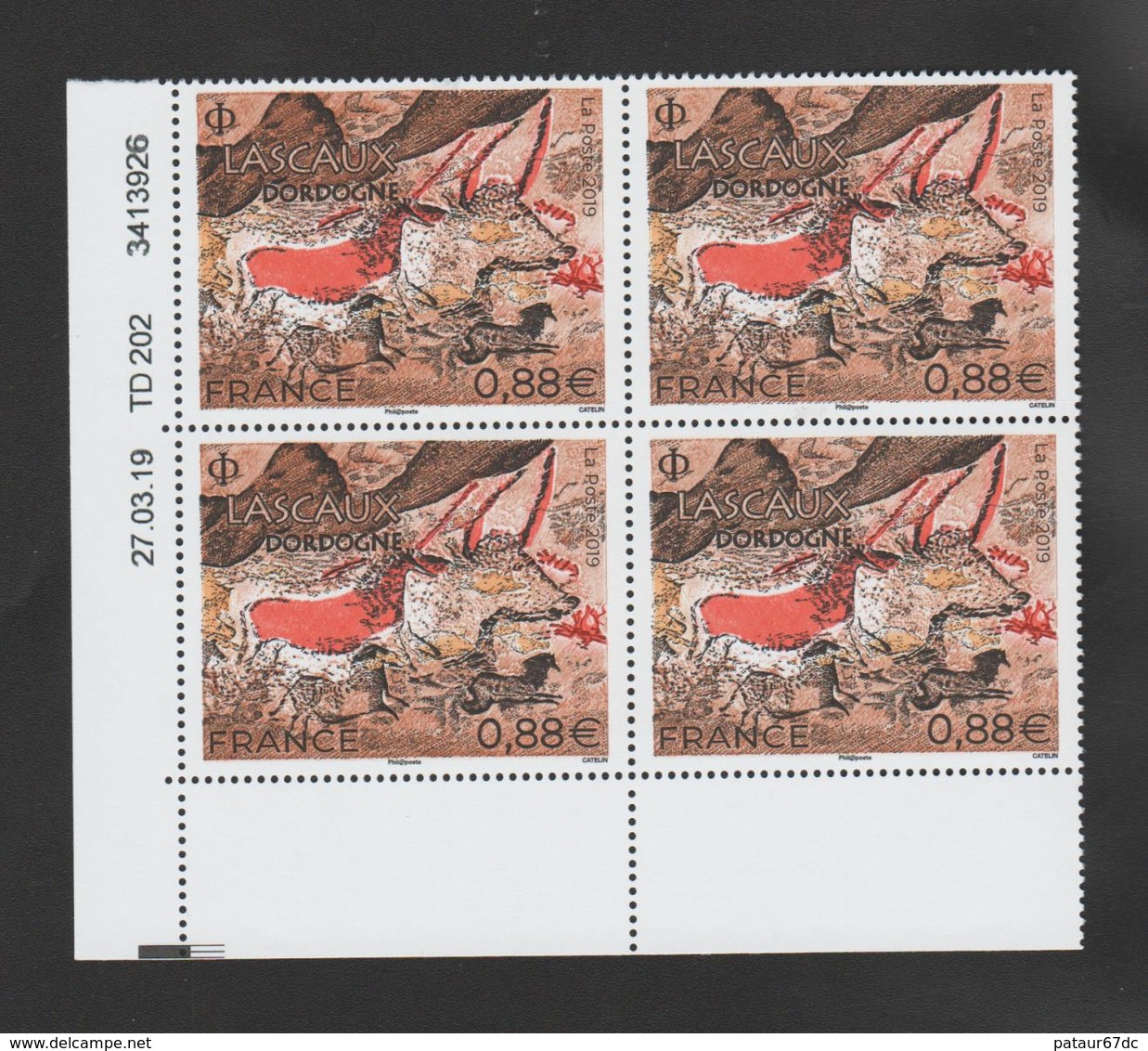 FRANCE / 2019 / Y&T N° 5318 ** : Peintures Rupestres De La Grotte De Lascaux X 4  - Coin Daté 2019 03 27 ( ) - TD 202 - Nuovi