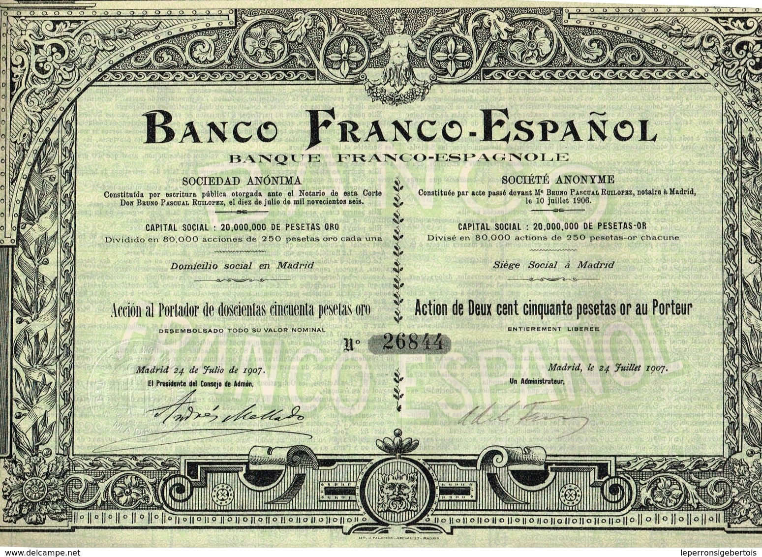 Titre Ancien - Banco Franco-Español -Banque Franco-Espagnole - Titre De 1907 - - Banque & Assurance