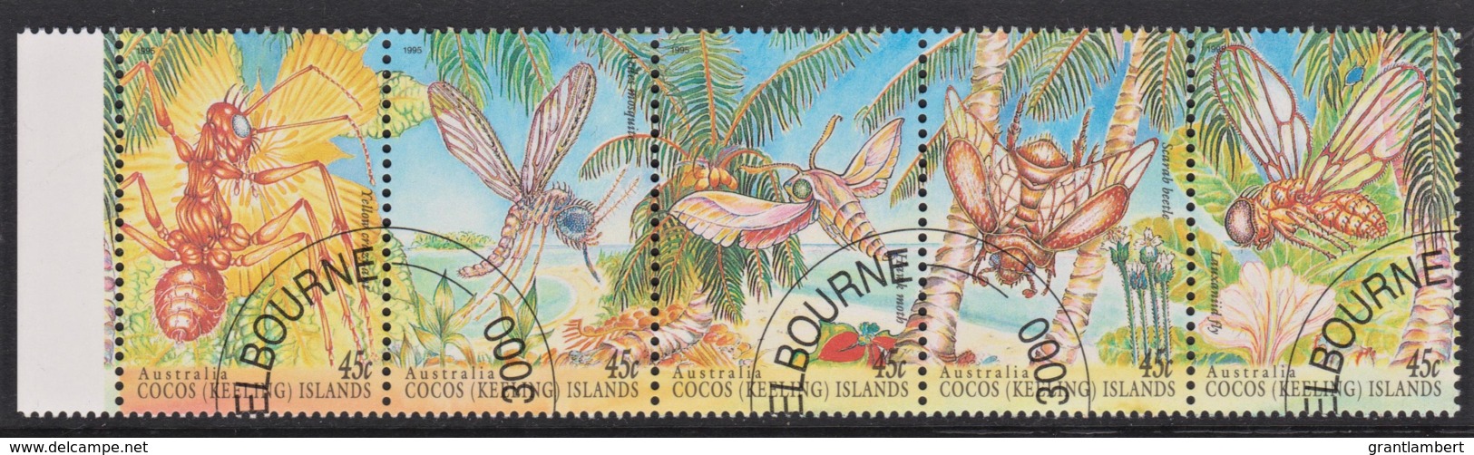 Cocos Islands 1995 Insects Strip Of 5 CTO - Cocos (Keeling) Islands