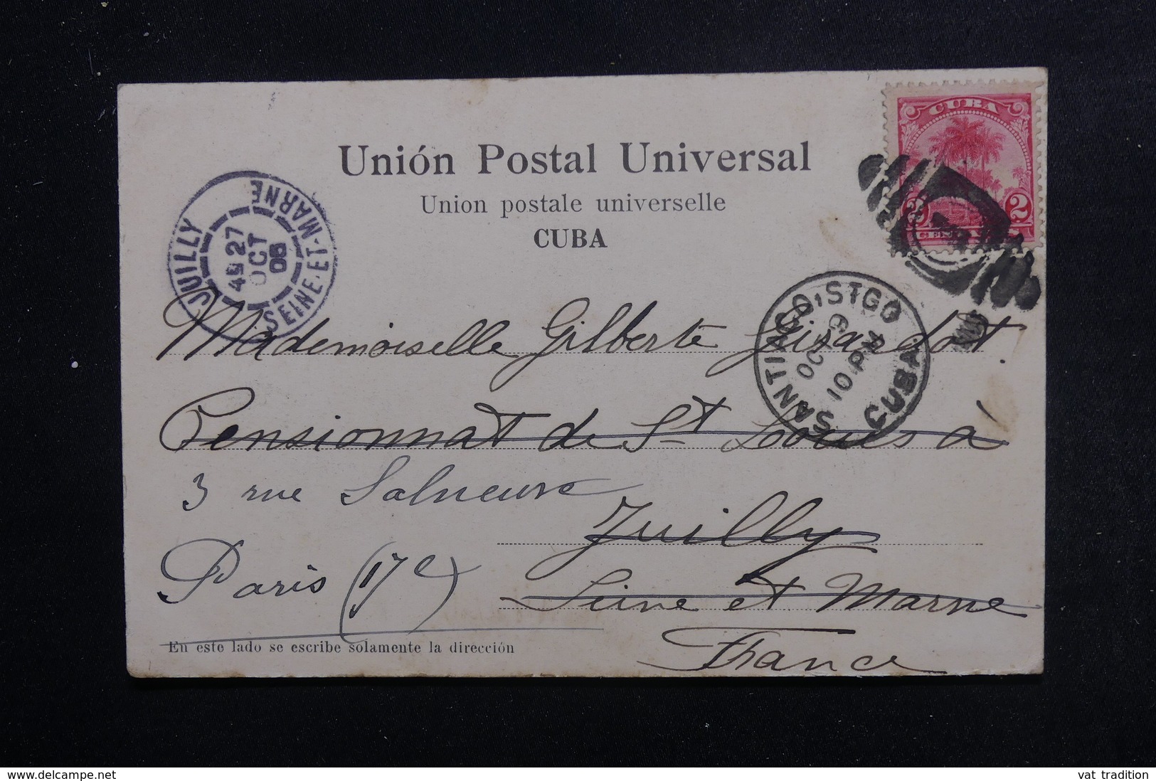 CUBA - Affranchissement Plaisant De Santiago De Cuba Sur Carte Postale Pour La France En 1905 - L 49233 - Briefe U. Dokumente