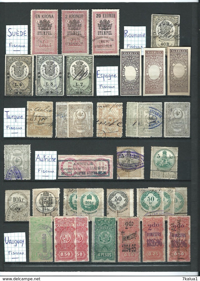 Lot De Timbres Fiscaux Anciens Sur 5 Pages. Divers Pays. - Collections (with Albums)