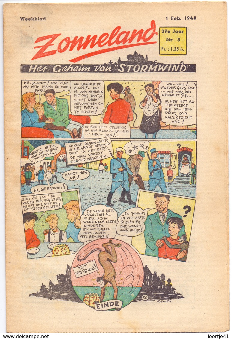 Tijdschrift Weekblad Magazine Voor De Jeugd - Strips - Zonneland - 1 Februari 1948 - Jeugd