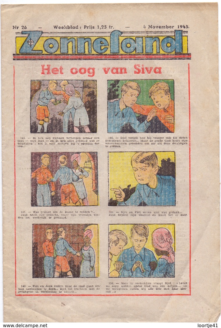 Tijdschrift Weekblad Magazine Voor De Jeugd - Strips - Zonneland - 4 November 1945 - Juniors