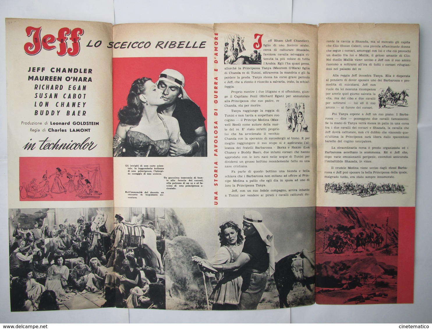 Brochure Film D'avventura Del 1951 "Jeff, Lo Sceicco Ribelle" (Flame Of Araby) Diretto Da Charles Lamont - Manifesti & Poster