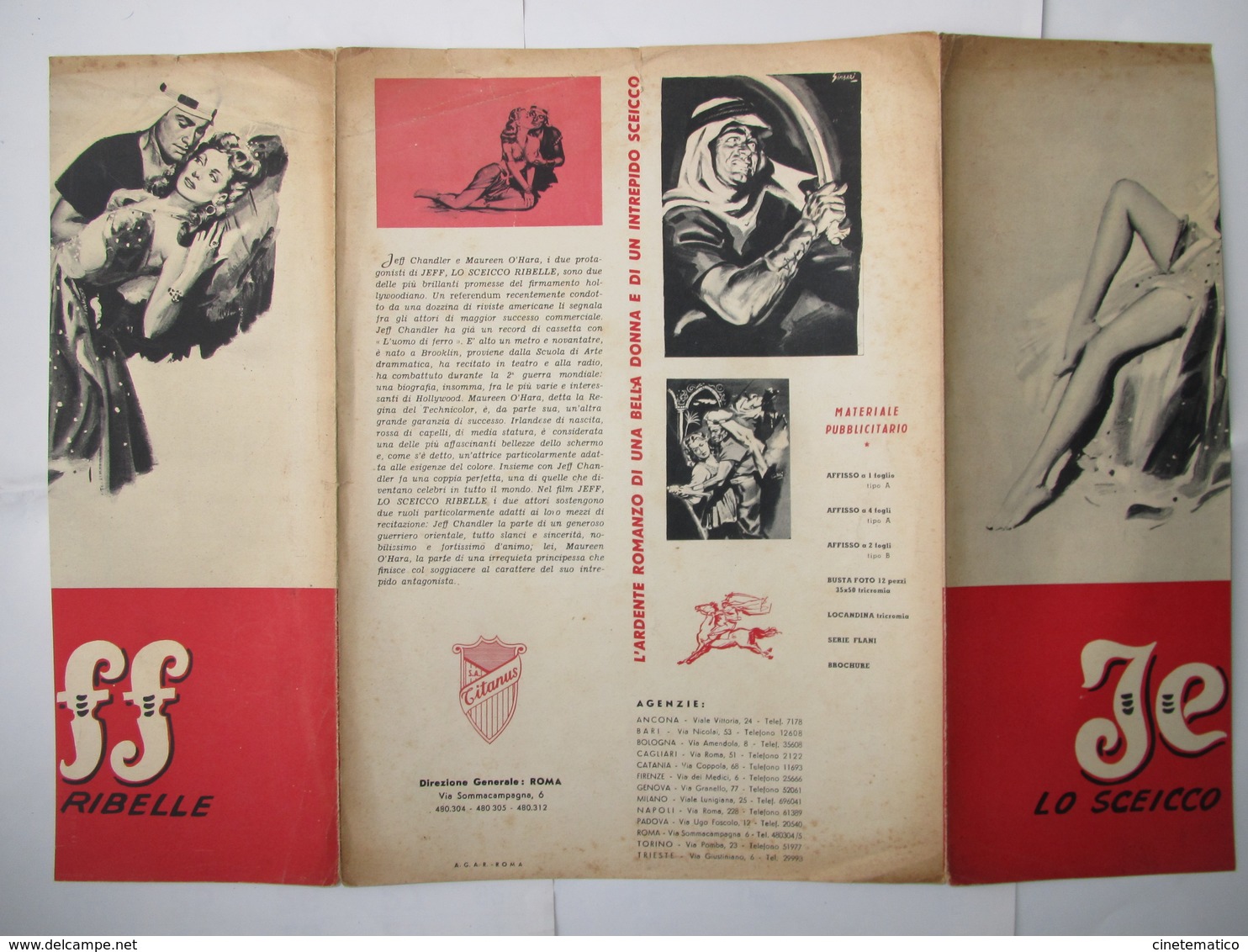 Brochure Film D'avventura Del 1951 "Jeff, Lo Sceicco Ribelle" (Flame Of Araby) Diretto Da Charles Lamont - Manifesti & Poster