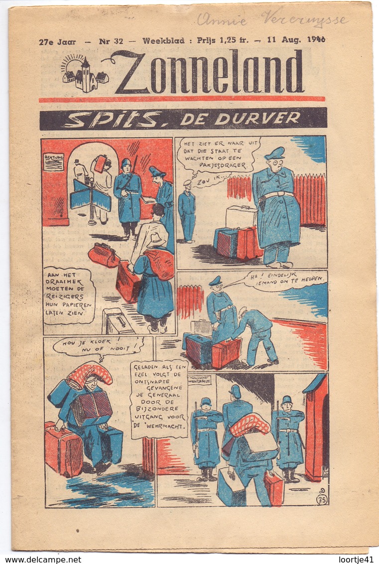 Tijdschrift Weekblad Magazine Voor De Jeugd - Strips - Zonneland - 11 Augustus 1946 - Juniors