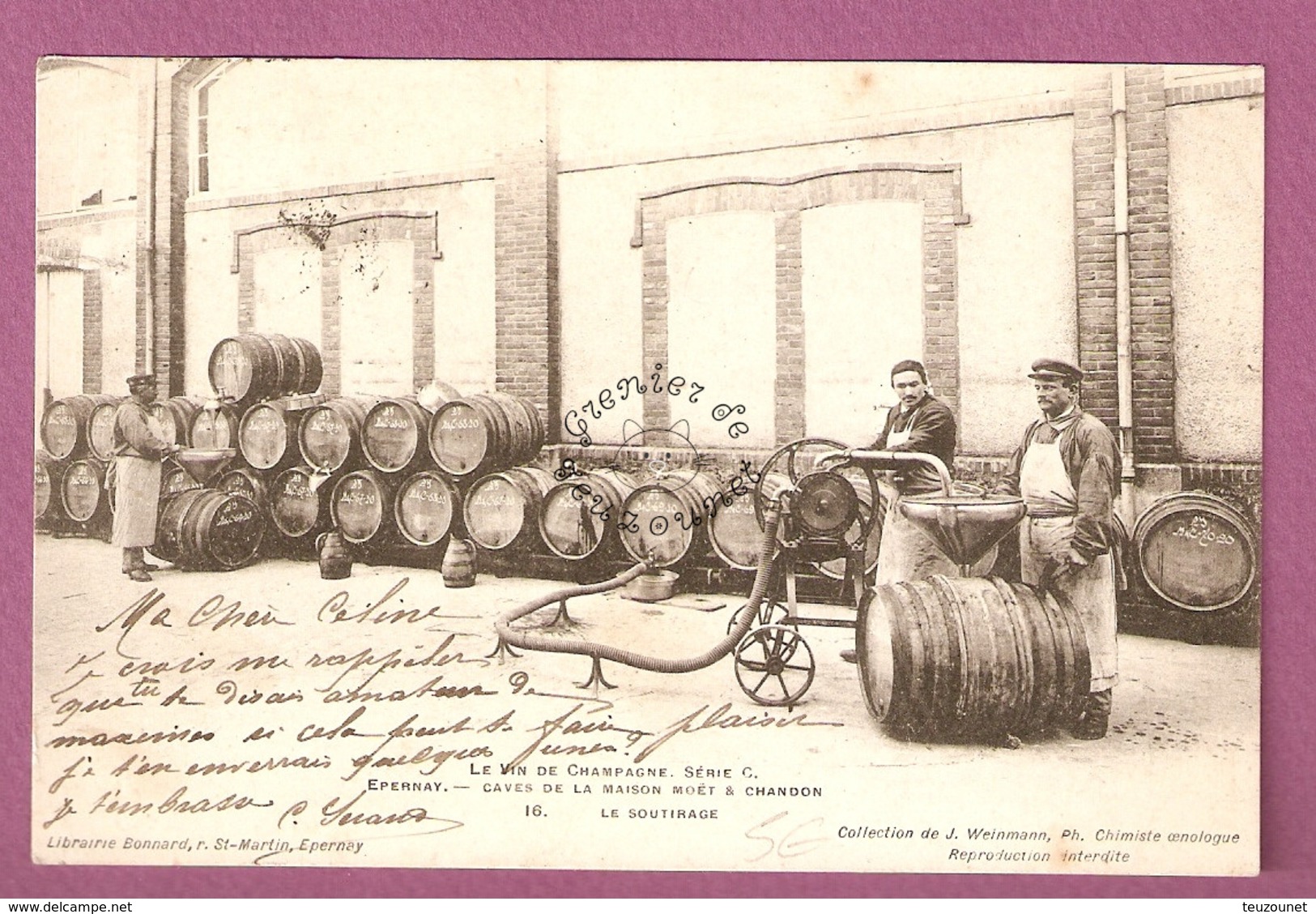 Le Vin De Champagne Serie C - Epernay Caves De La Maison Moet & Chandon N°16 Le Soutirage- éditeur Bonnard Coll Weinmann - Epernay