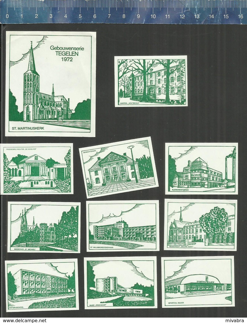 TEGELEN GEBOUWENSERIE  ( GROEN ) Dutch Matchbox Labels The Netherlands - Matchbox Labels