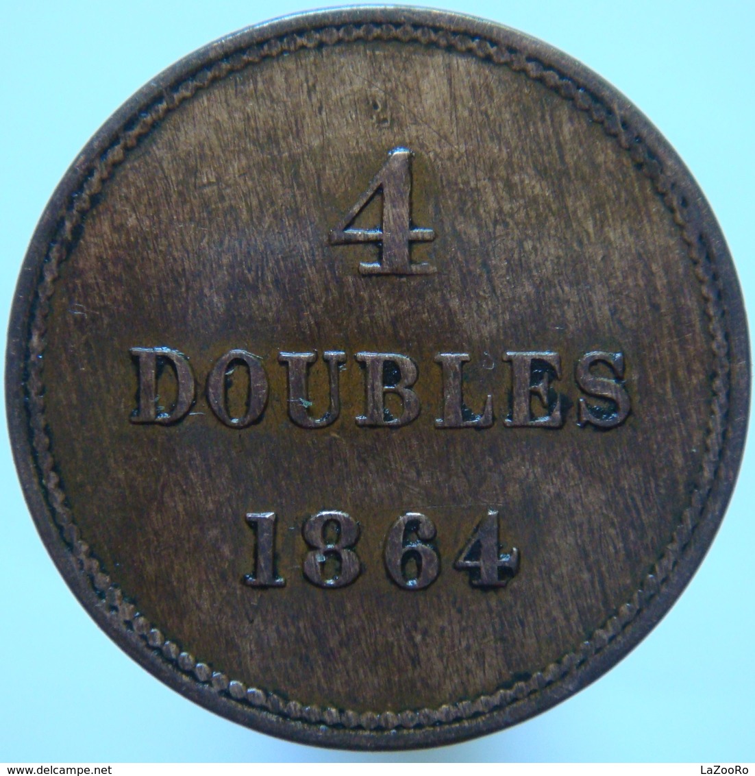 LaZooRo: Guernsey 4 Doubles 1864 XF - Guernesey