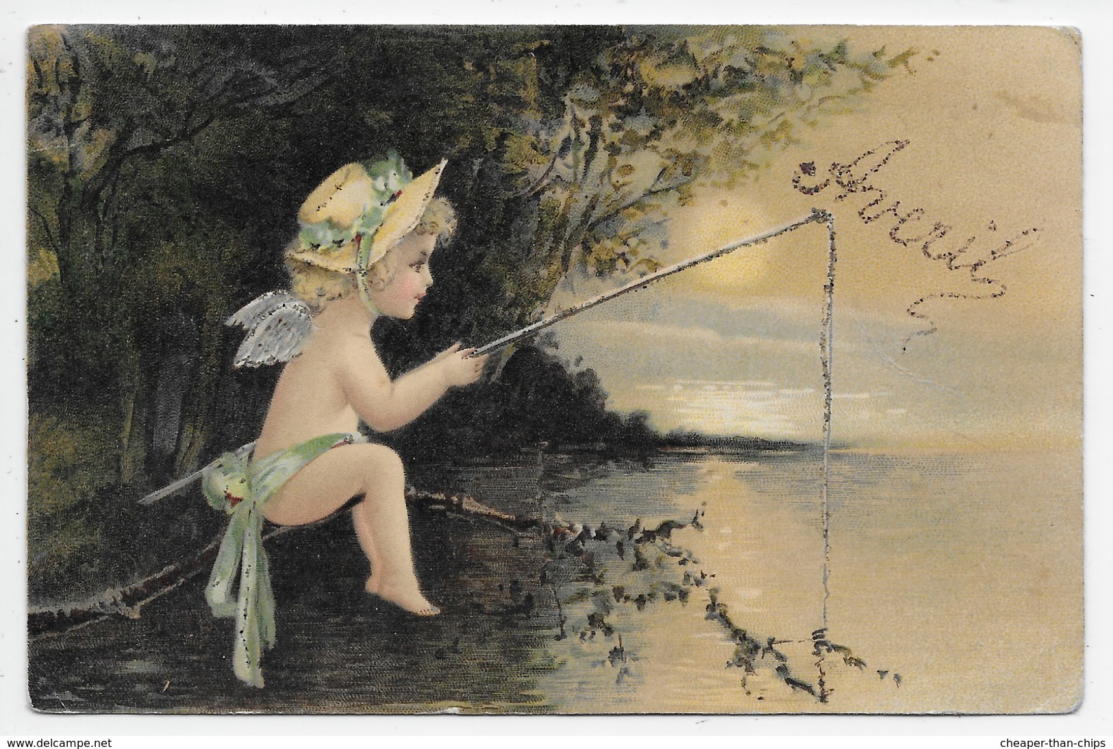 Angel In Straw Bonnet Fishing - Undivided Back - Anges