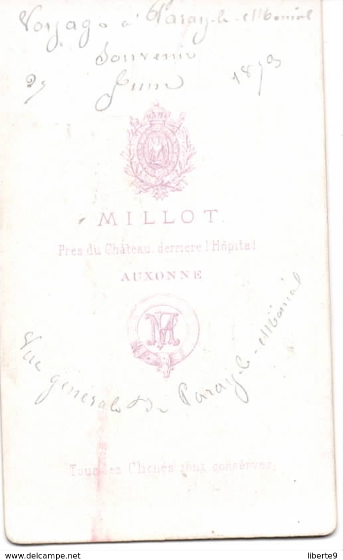 PARAY LE MONIAL 1859 VUE GENERALE  - Photo Cdv MILLOT - AUXONNE Près Du Château Derrière L Hôpital - Anciennes (Av. 1900)
