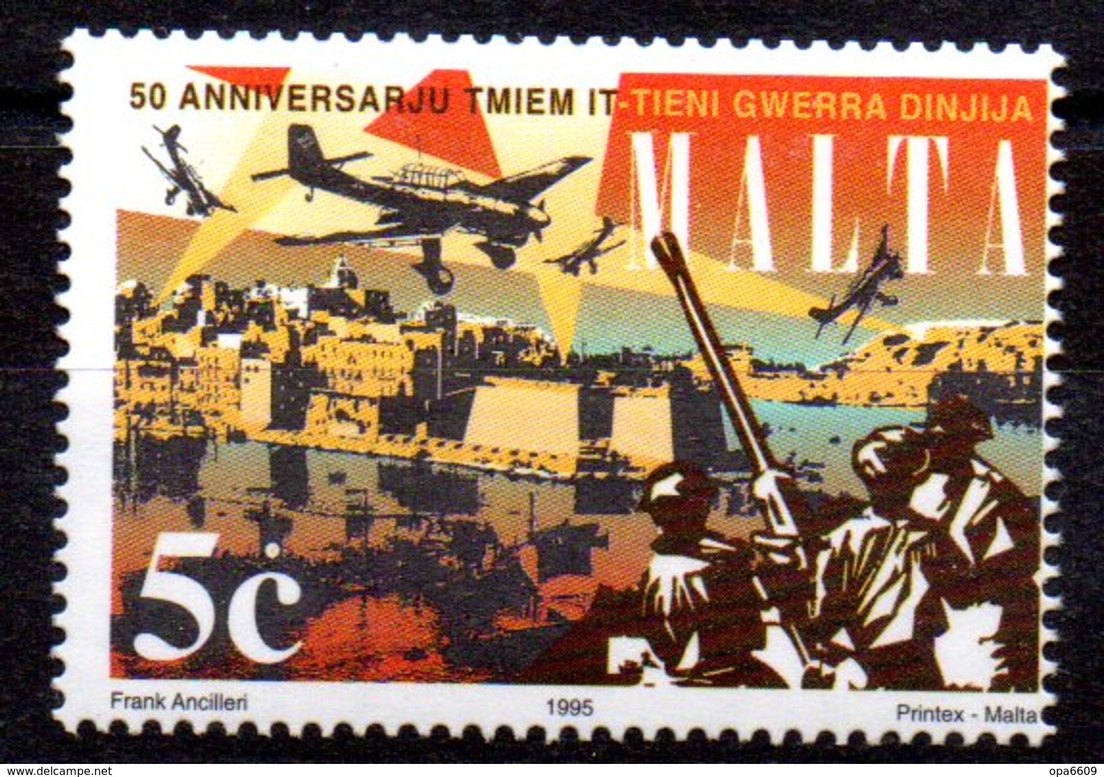 (WK-Alb1) Malta Mi 956 "50. Jahrestag Der Bendigung Des Zweiten Weltkrieges"  ** Postfrisch - Malte (Ordre De)