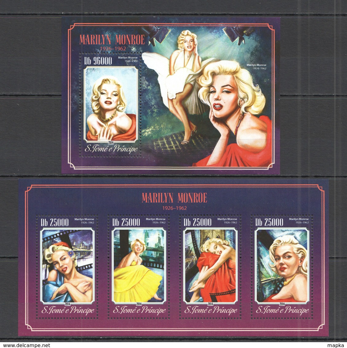 ST1633 2014 S. TOME E PRINCIPE CINEMA FAMOUS PEOPLE MARILYN MONROE KB+BL MNH - Attori