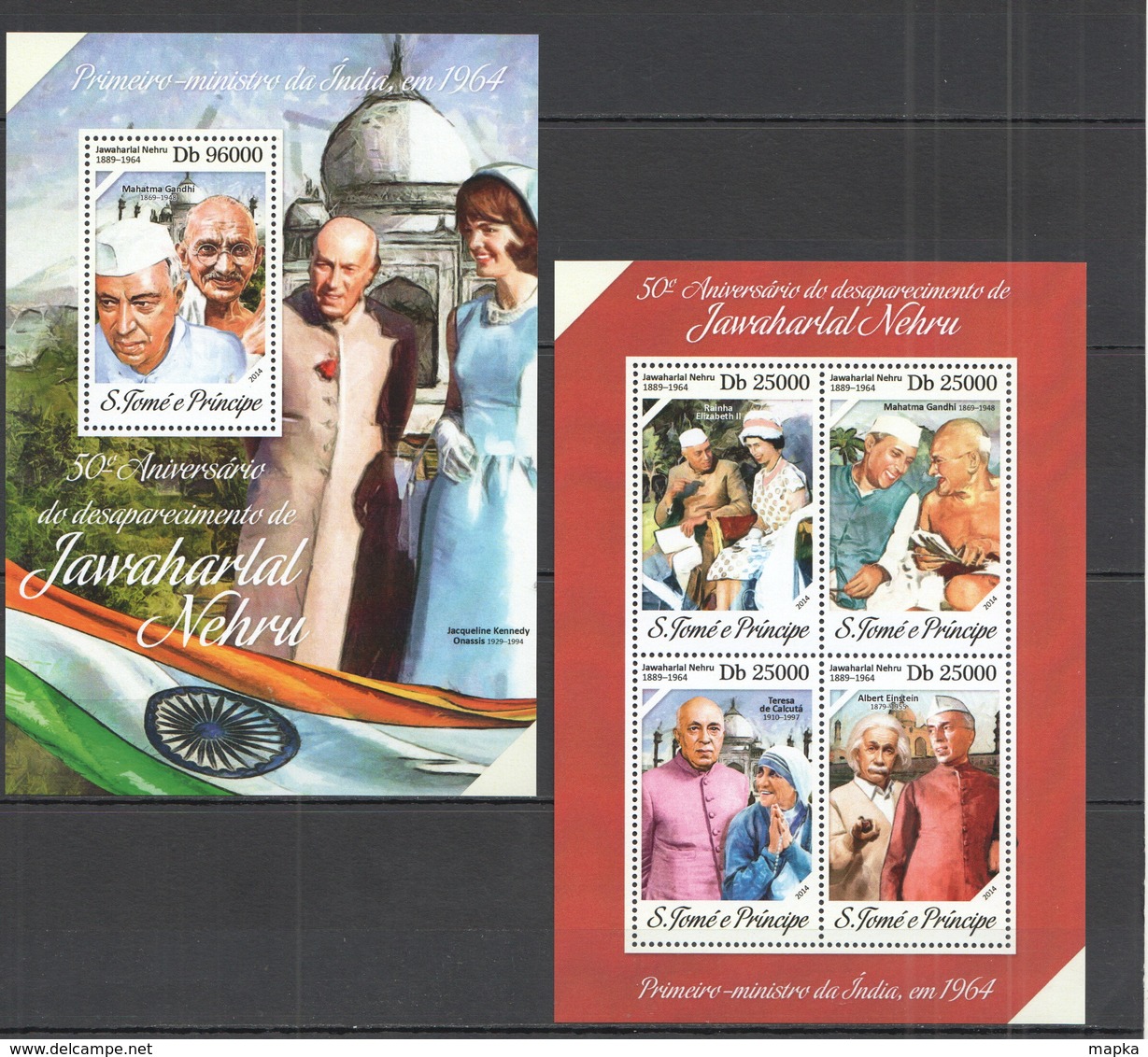 ST1655 2014 S. TOME PRINCIPE FAMOUS PEOPLE ANNIVERSARY JAWAHARLAL NEHRU KB+BL MNH - Other & Unclassified
