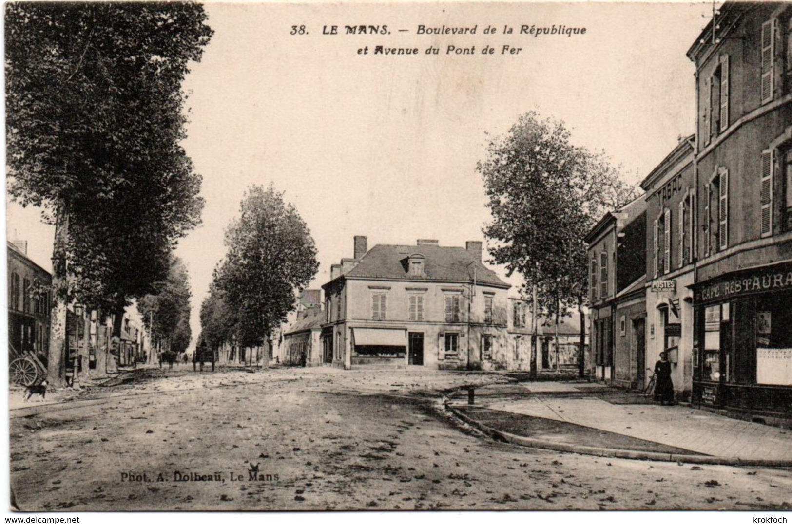 Le Mans - Boulevard De La République & Avenue Du Pont De Fer - édit Dolbeau 38 - Café Tabac Postes Restaurant - Le Mans