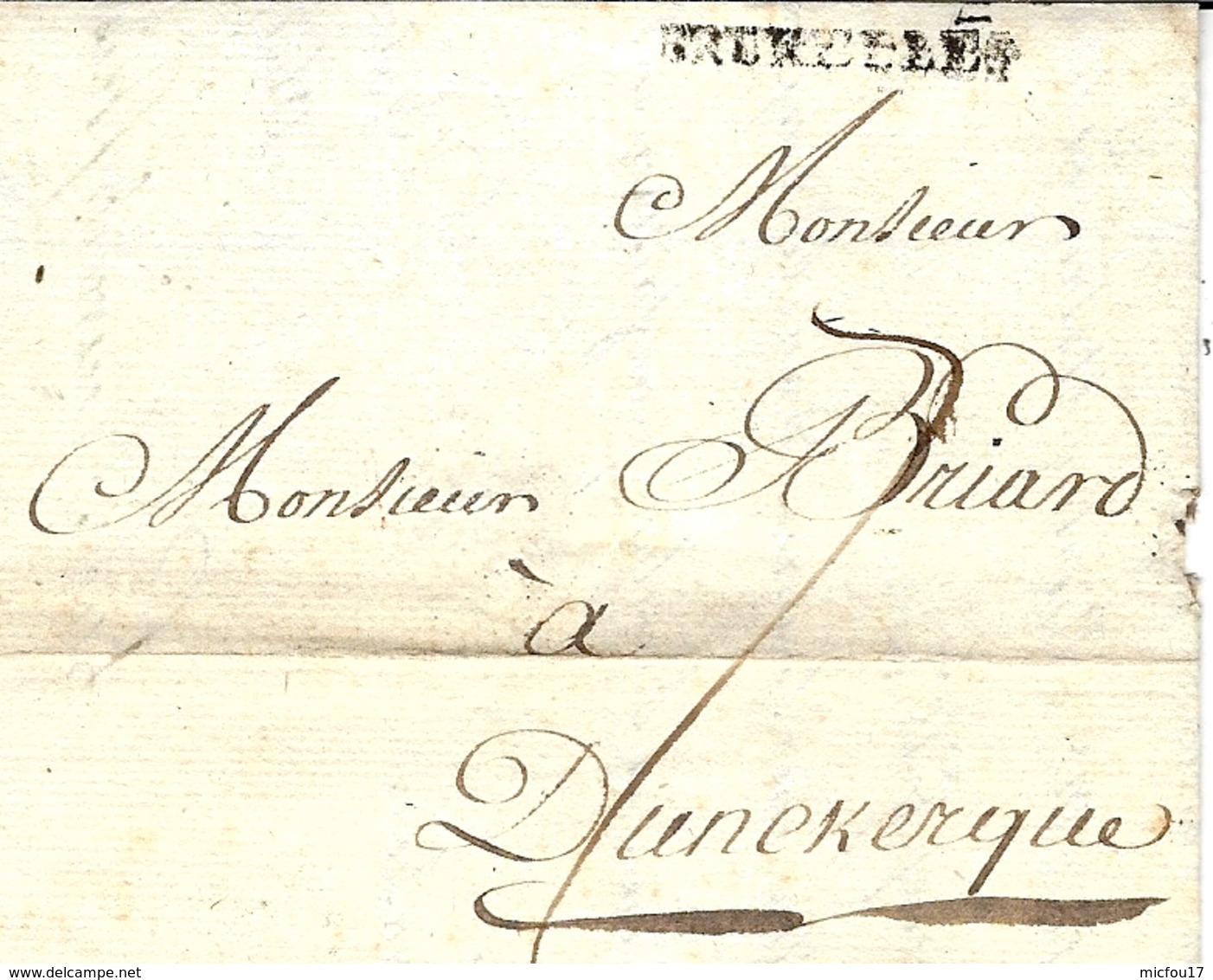 1778 - Lettre De BRUXELLES  Pour Dunkerque  ( écrite En Français ) Période Pays-Bas Autrichiens - 1714-1794 (Paises Bajos Austriacos)