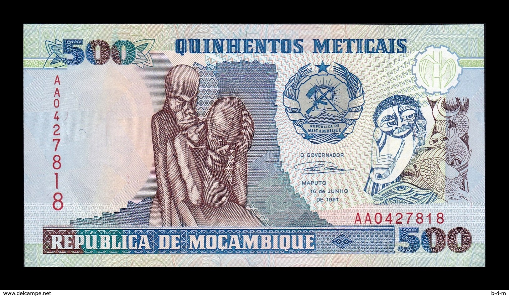 Mozambique 500 Meticais 1991 Pick 134 Serie AA SC UNC - Mozambique