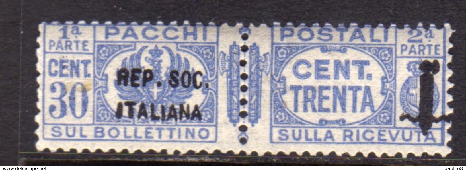 ITALIA REGNO ITALY KINGDOM 1944 RSI REPUBBLICA SOCIALE ITALIANA PACCHI POSTALI PARCEL POST FASCIO CENT. 30c MNH - Paketmarken