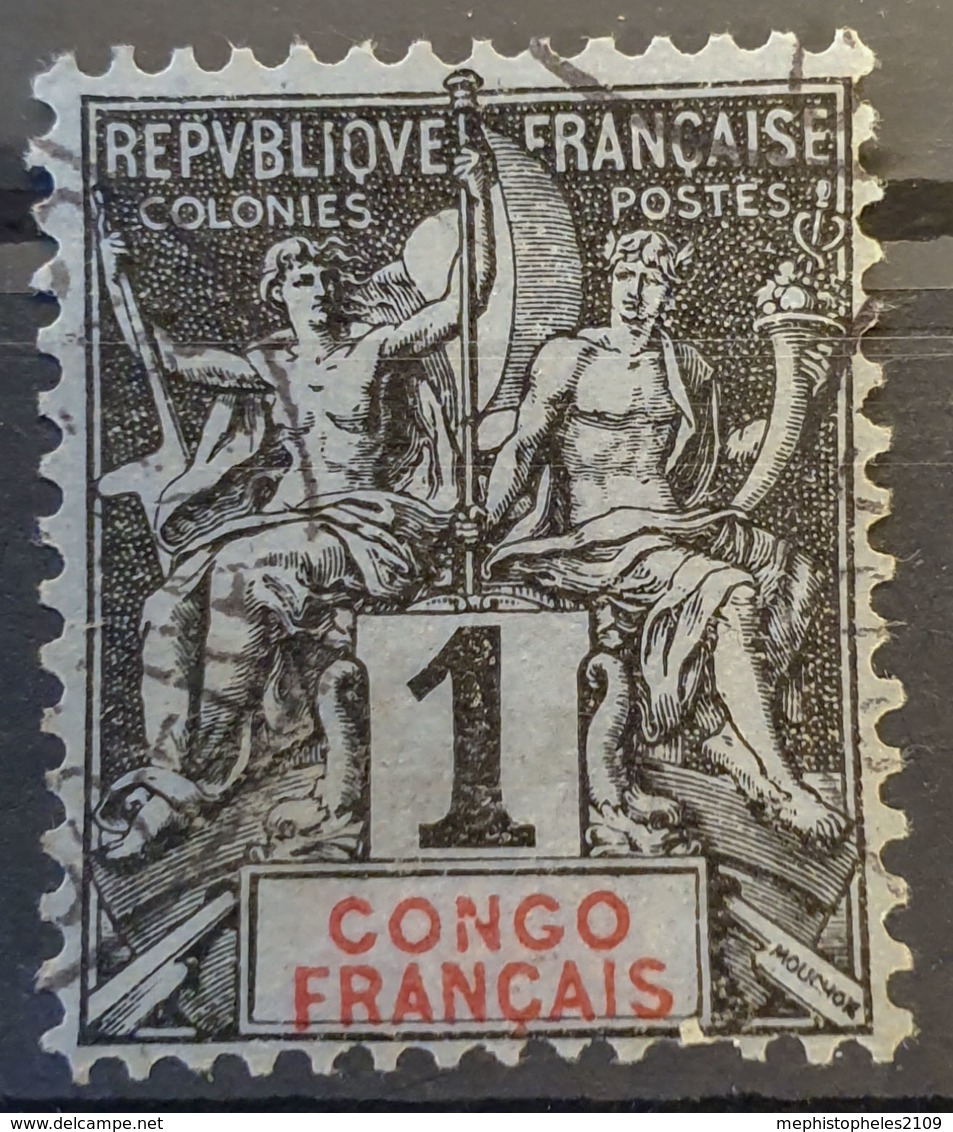 CONGO FRANCAIS 1892 - Canceled - YT 12 - 1c - Usati