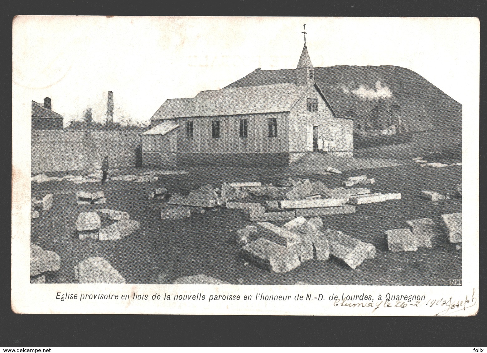 Quaregnon - Eglise Provisoire En Bois De La Nouvelle Paroisse En L'honneur De N.-D. De Lourdes - Quaregnon