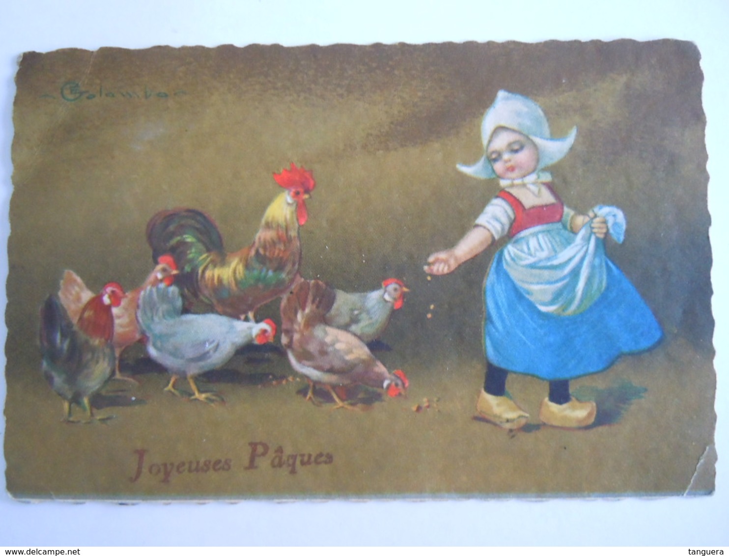 Pasen Joyeuses Pâques Poulet Cocq Kip Haan E. Colombo Coin Petit Pli Hoek Klein Plooitje - Colombo, E.