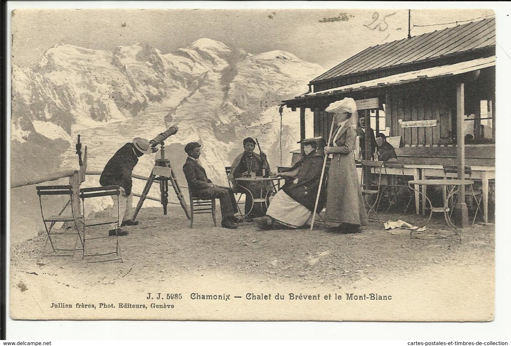 * CHAMONIX , Chalet Du Brévent Et Le Mont Blanc , CPA ANIMEE , 1907 - Chamonix-Mont-Blanc