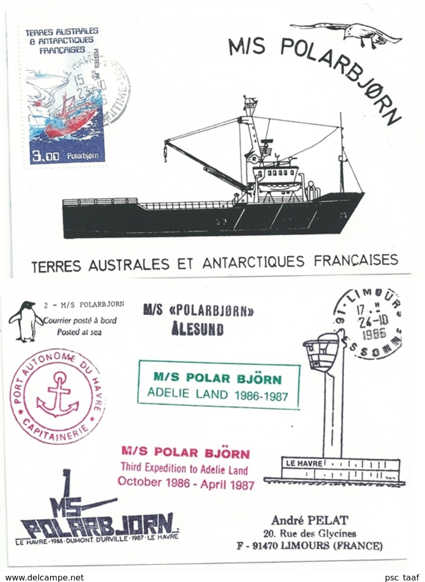 YT 121 Polarbjorn - Posté à Bord - Le Havre - 23/10/1986 - Storia Postale