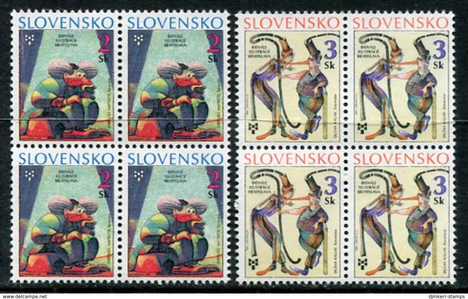 SLOVAKIA 1995 Book Illustrations Biennial Blocks Of 4  MNH / **.  Michel 236-37 - Unused Stamps