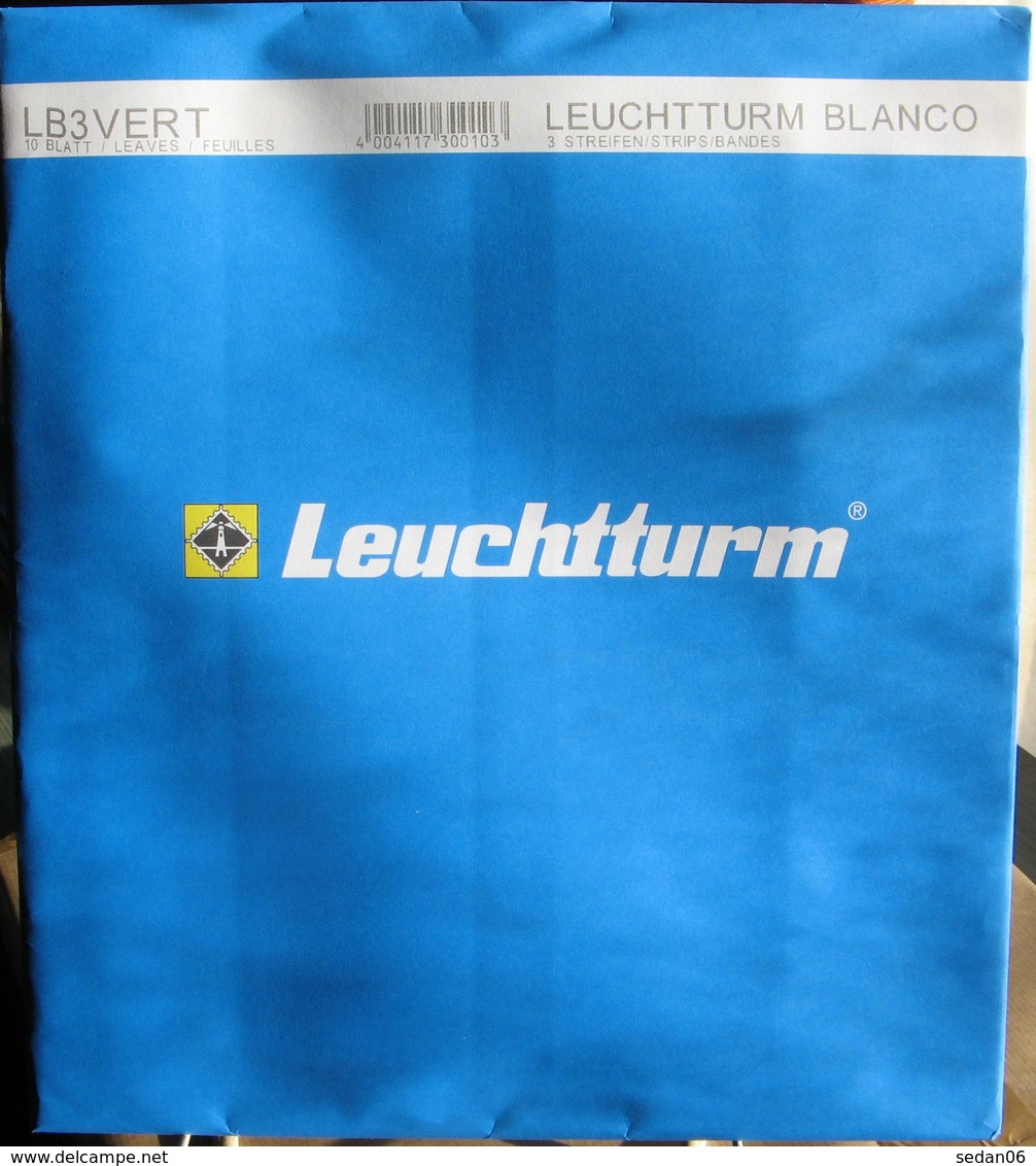 Leuchtturm - Feuilles BLANCO LB 3 VERT (3 Bandes Verticales) (paquet De 10) - A Nastro