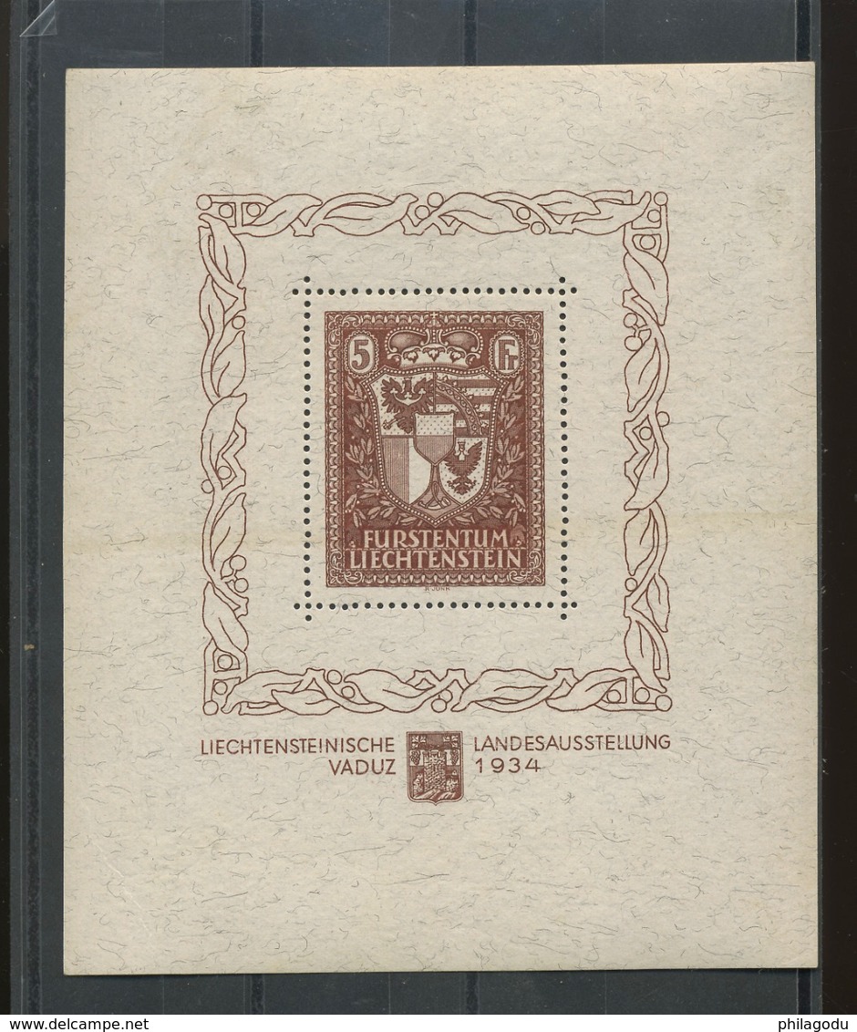 1934 Bloc VADUZ Super Légère Trace De Charnière Cote 1500-euros - Blocks & Sheetlets & Panes