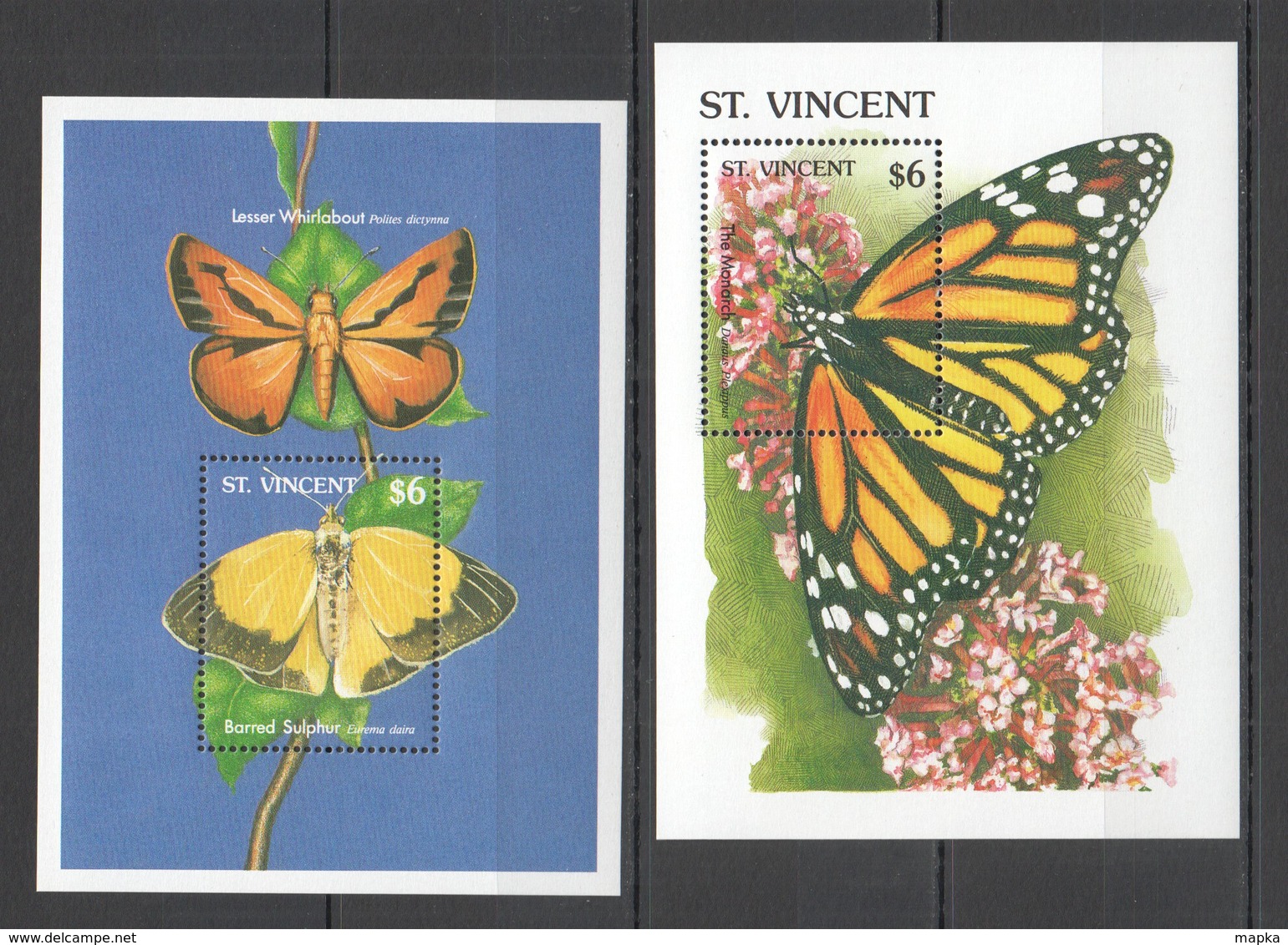 D668 ST. VINCENT BUTTERFLIES & FLOWERS FLORA & FAUNA 2BL MNH - Schmetterlinge