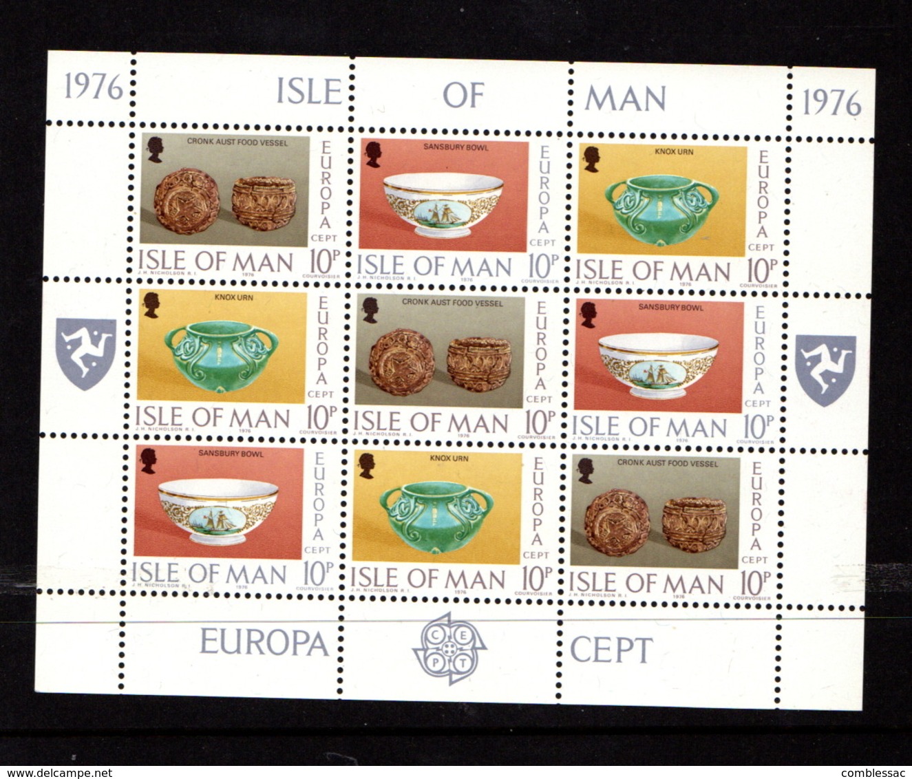 ISLE  OF  MAN    1976    Europa  Ceramic  Art    Sheetlet     MNH - Isle Of Man