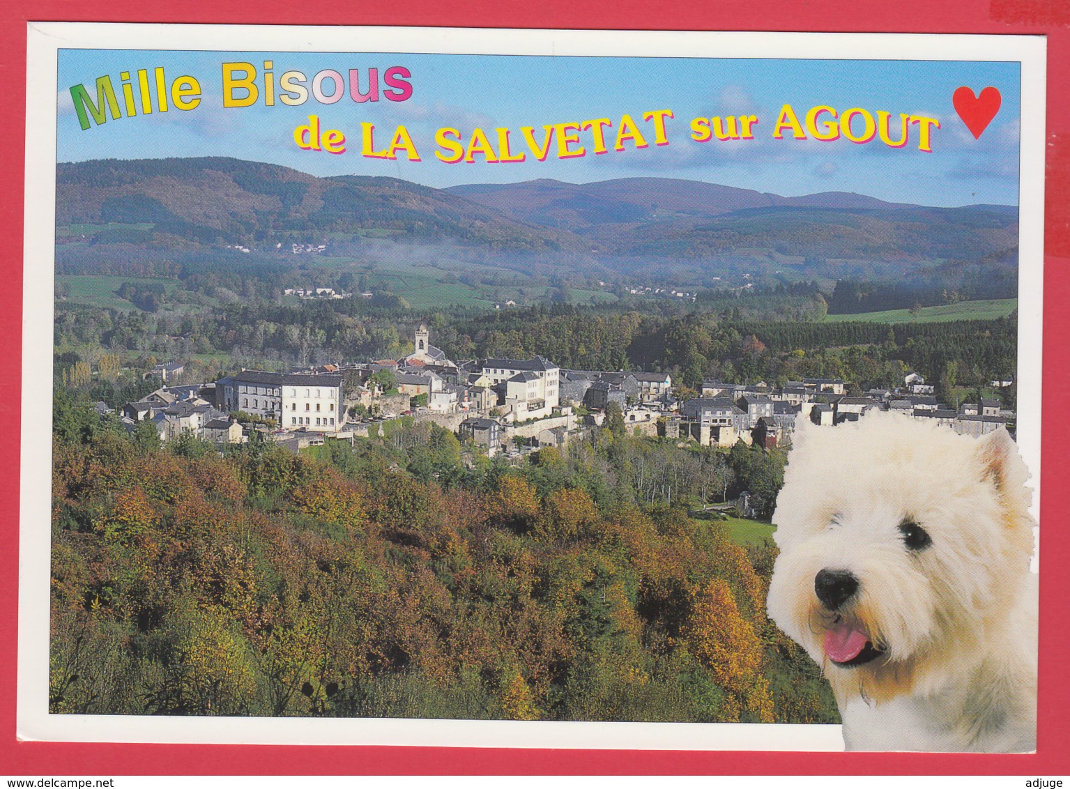 CP-34-Mille Bisous De La SALVETAT-sur-AGOUT - Petit Chien - Vue Panoramique De La Ville* 2 SCAN- - La Salvetat