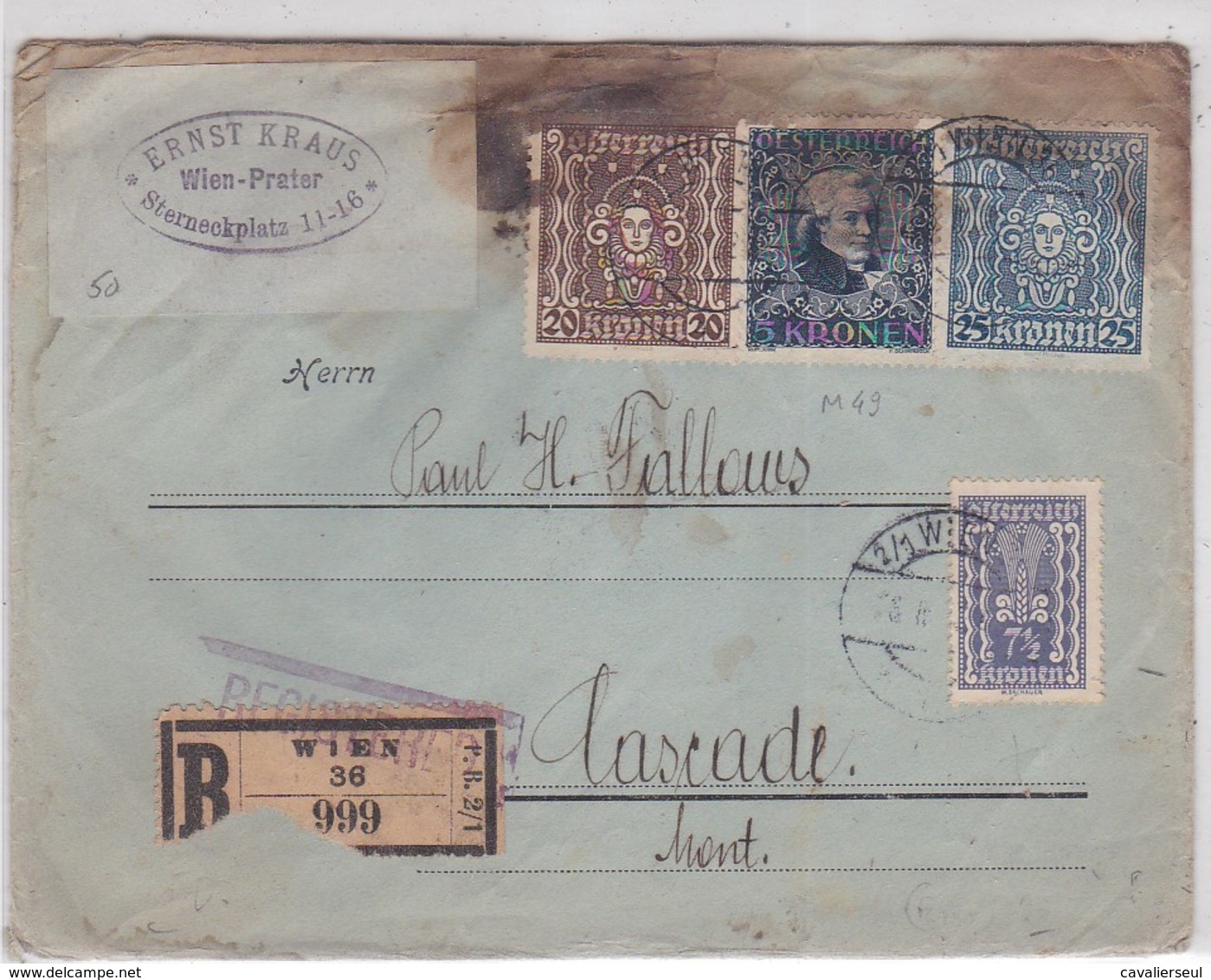 LSC -RECOMMANDE  WIEN / 15 MAI 1922 - Lettres & Documents